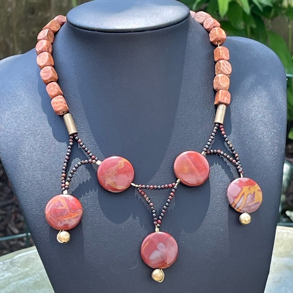 Mookaite Jasper Handmade Statement Necklace - Picture 2 of 8